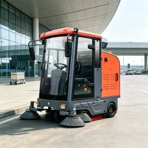 Electric Cleaning Machine Battery Powered Ride On Floor Sweeper with 200L Hopper and 3300W Power for Outdoor Use