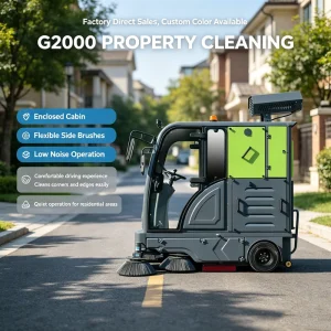 Electric Commercial Floor Cleaner Vacuum Cleaner Road Sweeper with Battery-Operated Double Brushes for Factory Plants