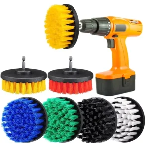 Electric Drill Attachment Power Scrub Brush Kit with Soft and Stiff Nylon Bristles