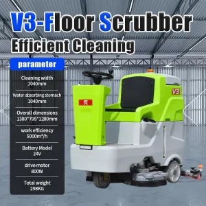 Electric Dual-Brush Floor Scrubber with 1040mm Cleaning Width for School Campuses