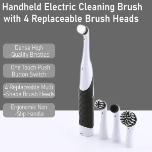 Electric Kitchen Cleaning Brush with 4 Replacement Heads Multi Use Handheld Cleaning Brush