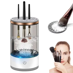 Electric Makeup Brush Cleaner Machine with ABS, PC, and TPE Materials, Cleaning Mat, and Air-Dry Function