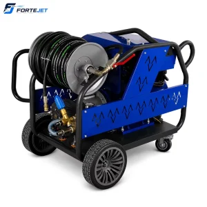 Electric Reel Hydro Jetting Machine 150bar 74L/min Pipe Cleaner for 2-32 Inch Drains