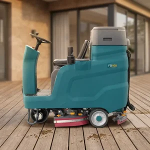 Electric Ride-On Floor Scrubber FD100 with 24V Battery Self-Propelled Degreasing Cleaner