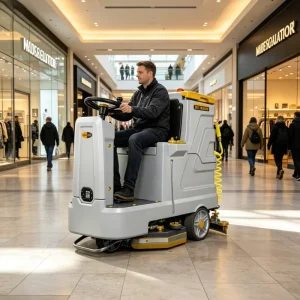 Electric Ride-On Floor Scrubber Machine with 560mm Brush