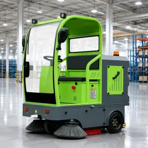 Electric Ride-On Floor Sweeper Dual Brush Industrial Battery Cleaning Machine for Warehouse Concrete Roads CE
