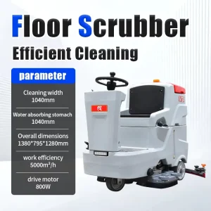 Electric Ride-On Industrial Floor Scrubber with 1040mm Squeegee