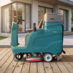 Electric Ride-on Floor Scrubber FD100 with 24V Battery Self-Propelled Degreasing Cleaner