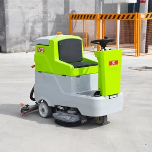 Electric Ride-on Floor Scrubber with Dual Brush and 105L Capacity for Factory and Warehouse Use