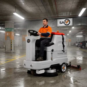 Electric Ride-on Industrial Outdoor Floor Sweeper with 42 Gal Hopper for Commercial Warehouses