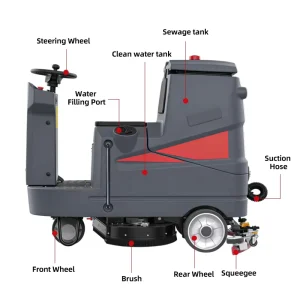 Electric Riding Floor Scrubber Floor Scrubber Cleaning Sweeper with Brush Squeegee Ride on Floor Scrubber Machine