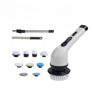Electric Rotating Cleaning Brush with 9 Replaceable Brush Heads and Extension Rod