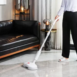 Electric Spin Mop and Bucket Set with Cordless Washable Head for Wood and Laminate Floors