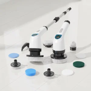 Electric Spin Scrubber Dual Speed 45 Inch 7-in-1 Multifunctional Cleaning Brush for Car Wheels and Kitchen