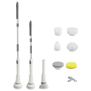 Electric Spin Scrubber Electric Cleaning Brush with 6 Replaceable Brush Heads Power Shower Scrubber for Bathroom Kitchen