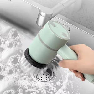 Electric Spinning Scrubber with 6 Brush Heads for Bathtub and Kitchen Cleaning