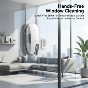 Electric Ultrasonic Mist Spray Window Cleaning Robot with 20mL Visible Water Tank and Spiral Cleaning