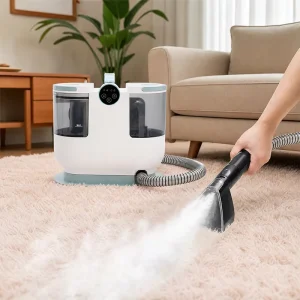Electric Upright Carpet Steam Cleaner with 1.6L Water Tank and 950ml Dirty Tank for Sofa Curtain Mattress Hard Floor Cleaning