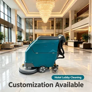 Electric Walk-Behind Floor Scrubber Machine for Warehouses, Factories, and Hotels