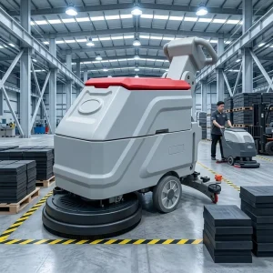 Electric Walk-Behind Floor Scrubber with Lithium Battery and 450W Motor for Heavy Oil Stains