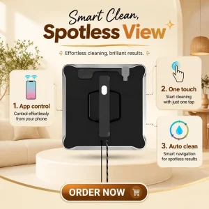 Electric Window Cleaning Robot with Automatic Edge Detection Brushless Motor and Dual Tanks