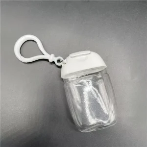 Empety 30ml Pocket Travel Ues Plastic Hand Sanitizer Gel Bottle 1oz Lotion Liquid Squeeze Mini Gel Bottles with Hook