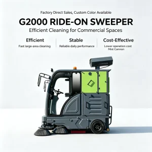 Enclosed Floor Sweeper Cleaning Machine Battery-Operated High-Pressure Fog Cannon Large Dust Bin for Factory Plants