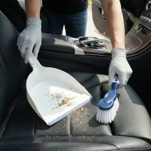 Ergonomic Anti Slip TPR Handle Mini Dustpan Broom Set Silicone Edge Serrated Scraper Desktop Car Countertop Pet Hair Handheld