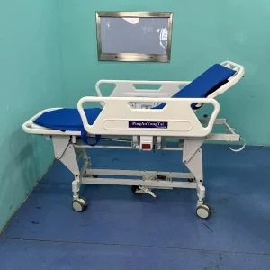 Ergonomic Medical Emergency Transfer Stretcher Trolley Manual Height Adjustable Patient Transport Cart for Clinic