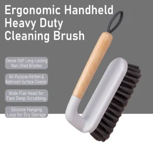 Ergonomic Natural Wood Handle Scrub Brush Multi-Purpose Cloth and Shoe Brush