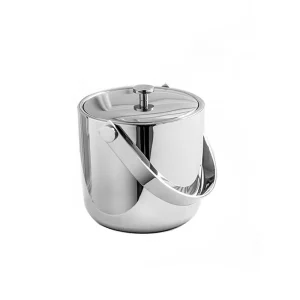 European Style Modern Design Stainless Steel Ice Bucket with Handle Lid