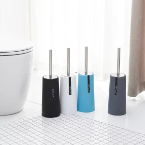European Toilet Brush Combination Set Stainless Steel Handle Plastic Base