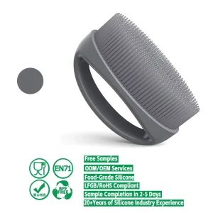 Exfoliating Silicone Body Scrubber Easy to Clean Silicone Body Scrubber with Handle Cleaning Brush