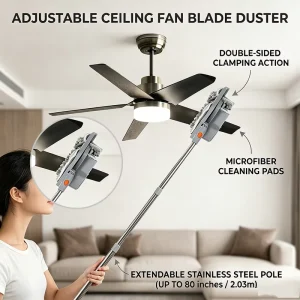 Extendable 3-in-1 Microfiber Ceiling Fan Duster Mop for High Walls