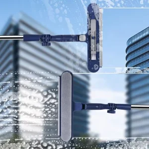 Extendable Double-Sided Glass Cleaner with Extension Brush for High-Rise Windows