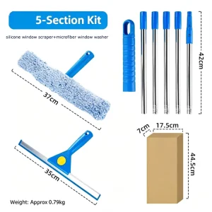 Extendable Glass Squeegee with Water Applicator Telescopic Pole Window Cleaning Tool for Hotel High Rise Building Use