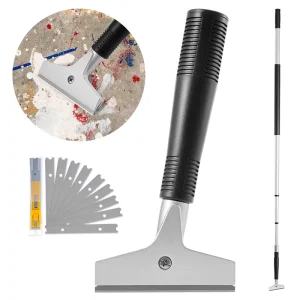 Extendable Telescopic Aluminum Handle Scraper with Extra Blades for Removing Paint Glue Stains Cleaning Tool
