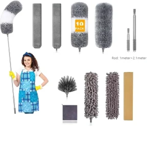 Extendable Washable Reusable Bendable Microfiber Feather Duster with Extension Pole