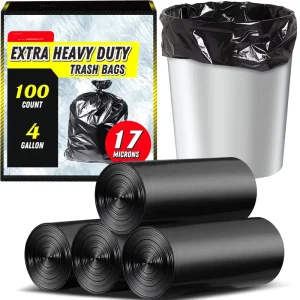 Extra Heavy Duty 4 Gallon Trash Bags Sturdy Tear Resistant Small Trash Garbage Bags for Bathroom and Kitchen