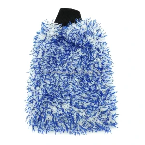 Extra Large Microfiber Wash Mitt Blue White for Car Cleaning