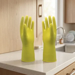 Extra Large Waterproof Non-Slip Rubber Gloves with Diamond Texture for Garden, Kitchen, and Household Cleaning