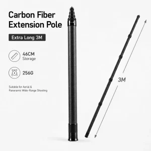 Extra Long 3M Telescopic Carbon Fiber Extension Pole 256g Waterproof 2-5kg Load Capacity 46cm Storage Handheld Rod