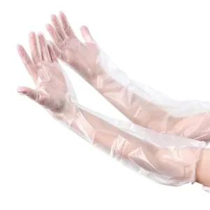 Extra Long Shoulder Plastic Household Cleaning Gloves with Elastic Cuff