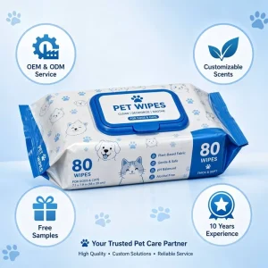 Extra Soft Pet Cleansing Wipes 80pcs Non Irritant Daily Paw Coat Grooming