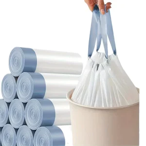 Extra Thick PE Drawstring Trash Bags for Household, Kitchen, and Office Use