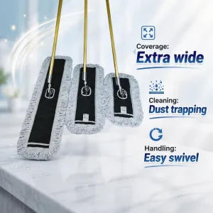 Extra Wide Swivel Flat Dust Mop for Commercial Floor Dust Trapping