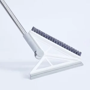 FF5572 2 in 1 Indoor Floor Dust Brush and Squeegee Home Floor Sweeping Adjustable Rubber Scraper Head Broom