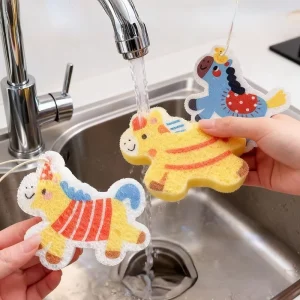 FF5653 Natural Wood Pulp Animal-Shaped Reusable Kitchen Sponge