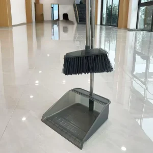 FF5766 Plastic Floor Sweeping Broom and Dustpan Set with Dustpan Teeth, Soft Bristles