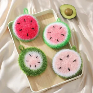FF6177 Watermelon-Shape Reusable Hanging Dish Scrubber Sponge